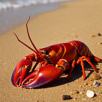 Red Lobster on Beach Sand