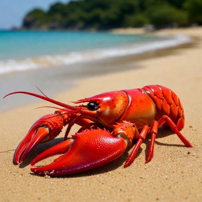 Red Lobster on Tropical Beach