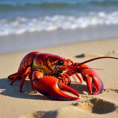 Red Lobster on Beach Sand