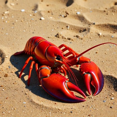 Red Lobster on Sandy Beach