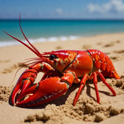 Red Lobster on Beach Sand