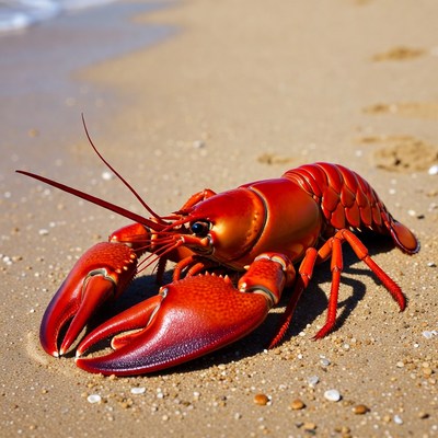 Red Lobster on Beach Sand