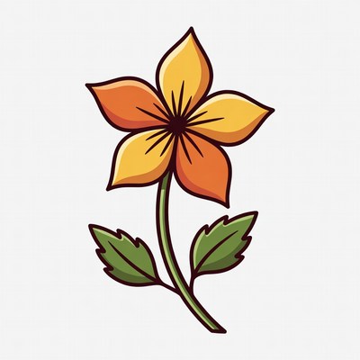 Yellow flower with stem illustration