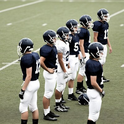 Football team huddle on field