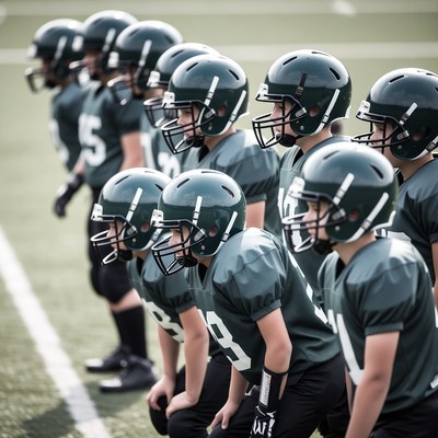 Youth Football Team in Helmets