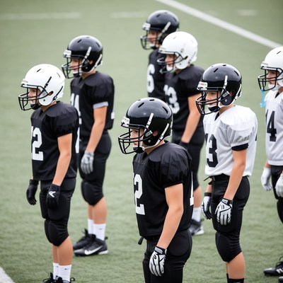 Football players standing on field