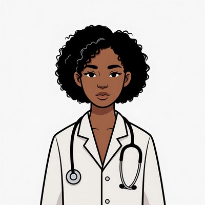 African-American woman doctor with stethoscope
