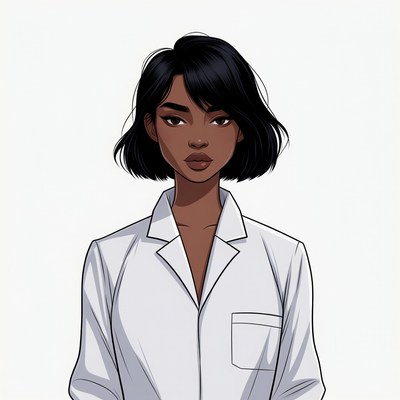 African-American woman in white coat