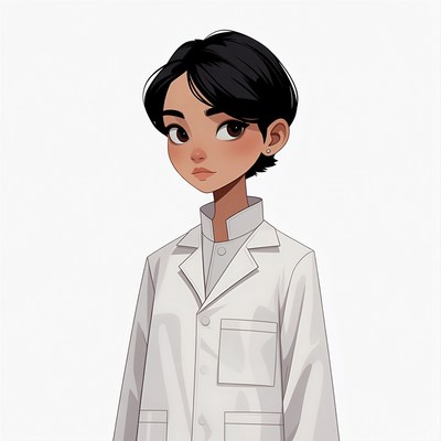 Anime girl in white lab coat