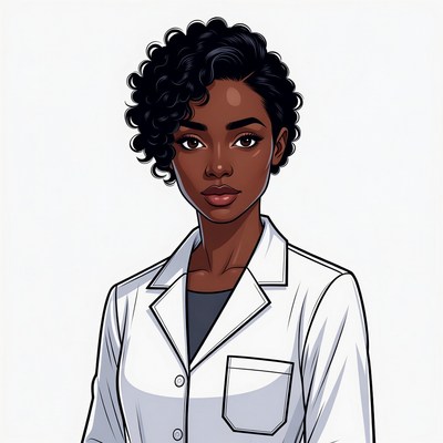 African-American woman in white lab coat