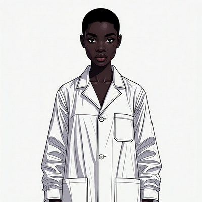 African-American woman in white lab coat