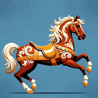 Ornate Carousel Horse Galloping