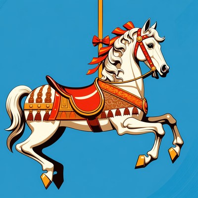 White carousel horse illustration