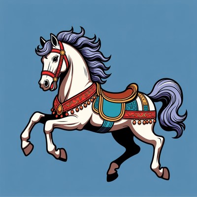 White Horse with Ornate Saddle