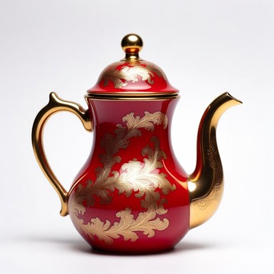 Red Gold Teapot with Gold Handle