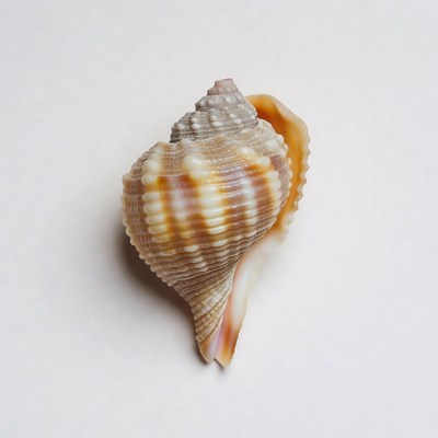 Orange striped seashell on white