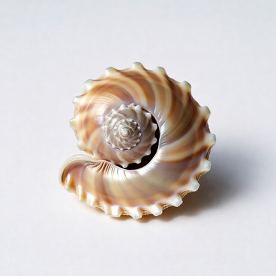 Spiral Seashell on White Background