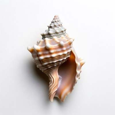 Large Seashell on White Background