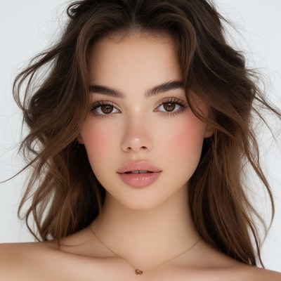 Beautiful woman with wavy brown hair