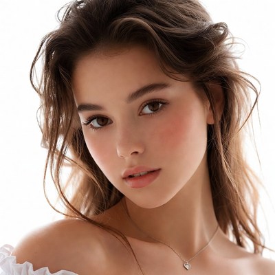 Beautiful woman with wavy brown hair