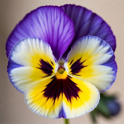 Purple Yellow Pansy Flower Closeup