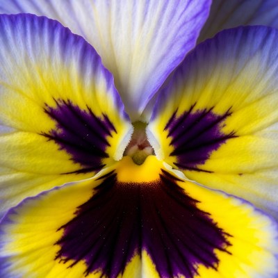 Purple and Yellow Pansy Flower Closeup
