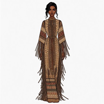 African-American woman in fringed dress