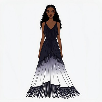 African-American woman in fringed dress