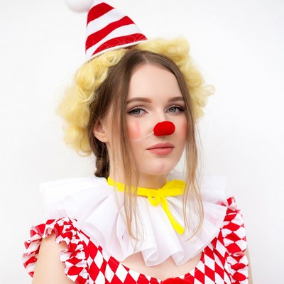 Woman in clown costume