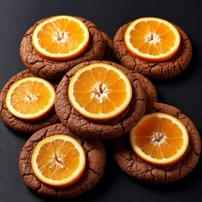 Chocolate Cookies Topped with Orange Slices