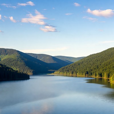 Mountain Lake Surrounded by Forests