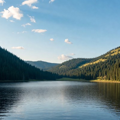 Mountain Lake Surrounded by Forests
