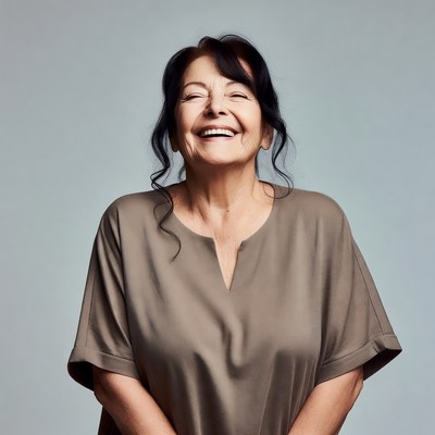 Elderly woman smiling happily