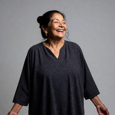 Happy Latino woman smiling joyfully