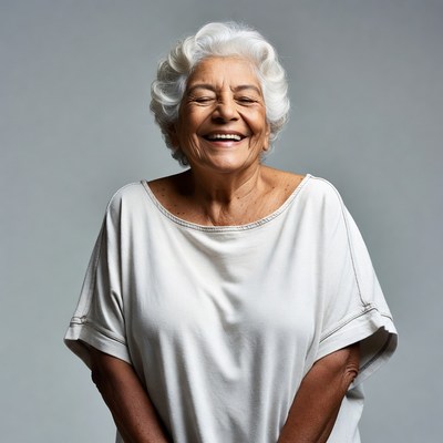 Elderly African-American woman smiling happily