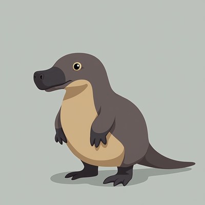 Cute cartoon platypus standing