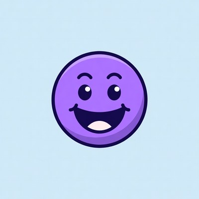 Purple Smiling Emoji Illustration