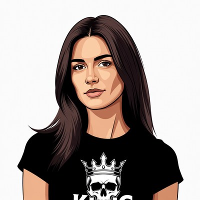 Woman in black crown skull t-shirt