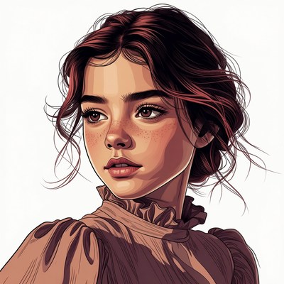 Portrait of young woman with red hair