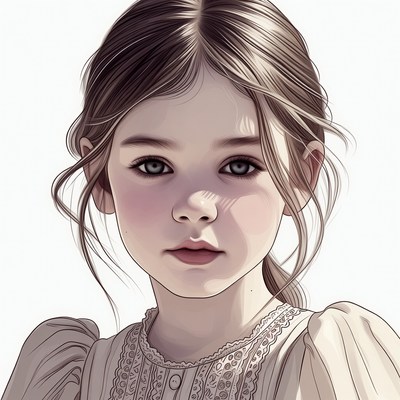 Girl in vintage lace dress portrait