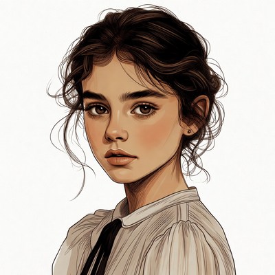 Young woman with wavy brown hair