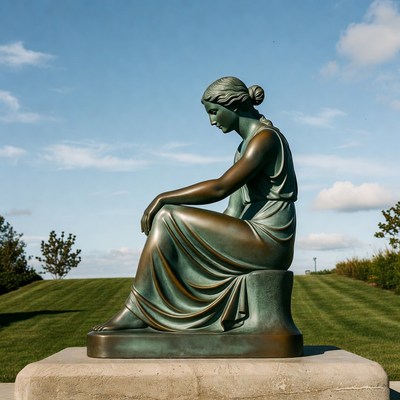 Bronze Statue of Seated Woman