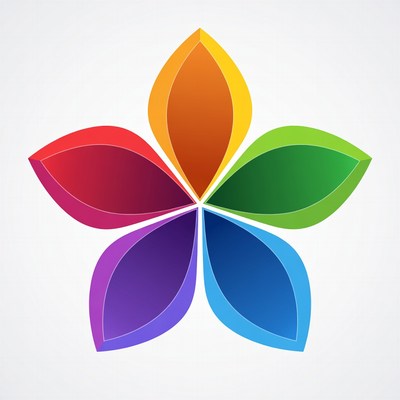 Colorful Five-Petal Flower Illustration