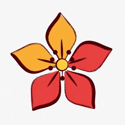 Red and yellow flower illustration