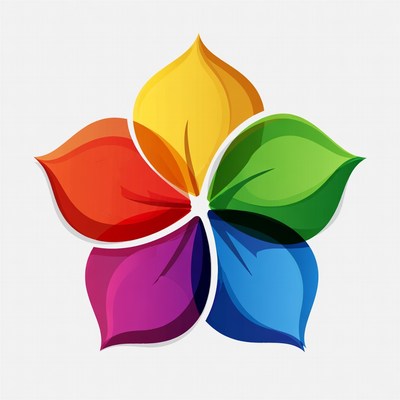 Colorful Five-Petal Flower Illustration