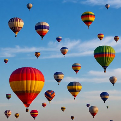 Colorful Hot Air Balloons in Blue Sky