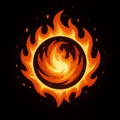 Circular Fiery Flame Illustration