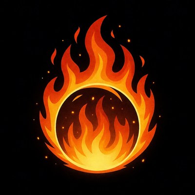 Fiery Ring of Flames Illustration