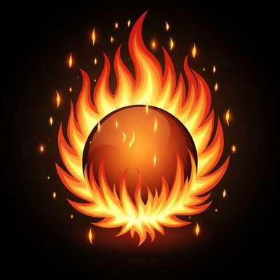Fiery Ball of Flames Illustration