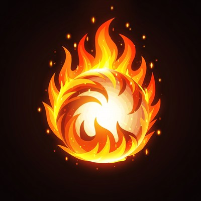 Fiery Flame Ball Illustration